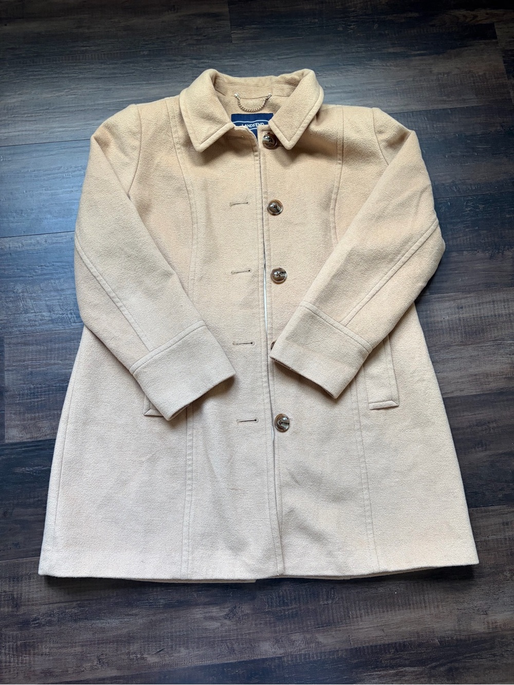 Lands' End Tan size 14P Single-Breasted mid length Coat